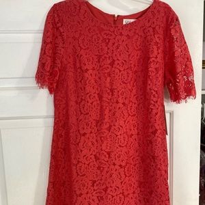 Salmon Eliza J lace short sleeve cocktail dress size 12